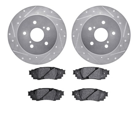 Dynamic Friction Co 7502-75039, Rotors-Drilled and Slotted-Silver with 5000 Advanced Brake Pads, Zinc Coated 7502-75039